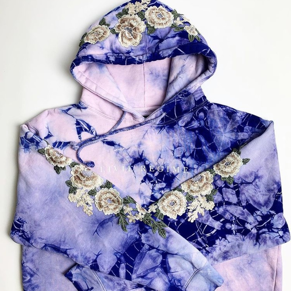 Civil Regime Tie Dye Hoodie With White Roses